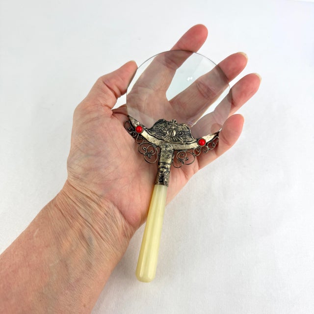 Vintage Chinese Nephrite Magnifying Glass With Original Box For Sale - Image 12 of 12
