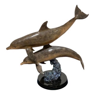 1990s Robert Wyland “Ocean Travelers” Bronze Dolphin Sculpture LTD Ed 64/200 For Sale