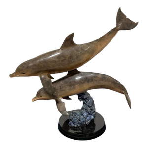 1990s Robert Wyland “Ocean Travelers” Bronze Dolphin Sculpture LTD Ed 64/200