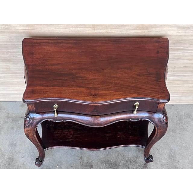 Wood French Nightstands with Drawers and Cabriole Legs, 1910, Set of 2 For Sale - Image 7 of 14