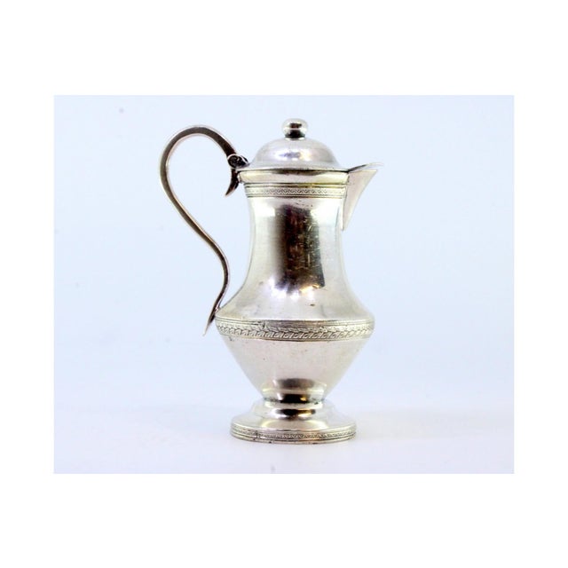 Silver Silver Creamer with Strips and Knob Lid For Sale - Image 8 of 9