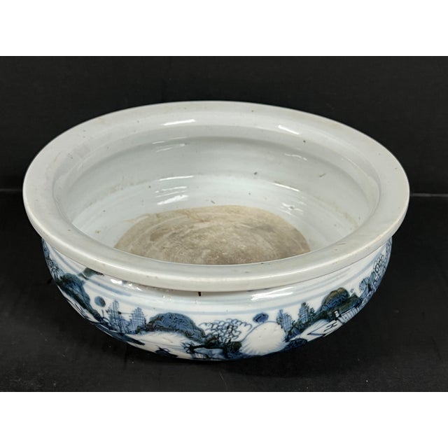 ITEM NAME: Chinese Art Porcelain Blue and White Incense Burner Mountain Scenery Design ORIGIN: China AGES: Late 20th...