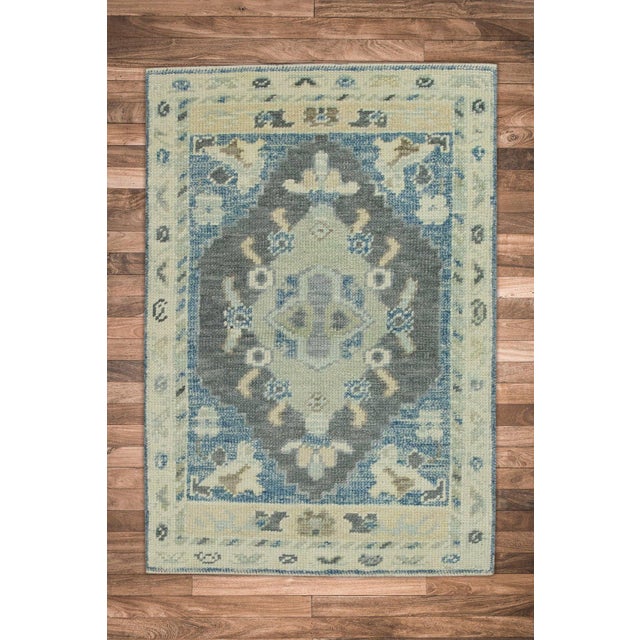 Early 21st Century Oriental Hand Knotted Rug Turkish Oushak 2'2" x 3'1" For Sale - Image 5 of 5