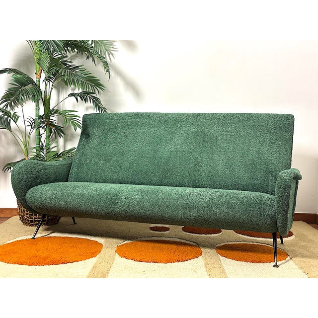 1950s 3-seater sofa designed by Marco Zanuso. The sofa is Italian-made, completely restored, with new interiors and...