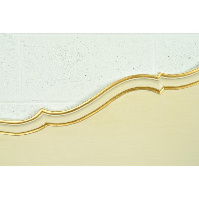Kindel Furniture French Provincial Louis XV Cream Lacquered Parcel Gilt King Size Headboard, Circa 1960s For Sale In South Bend - Image 6 of 9