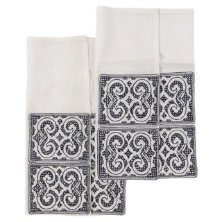 Ainu Collection Hand Embroidered Linen Napkins by Soshiro, 2020, Set of 2 For Sale