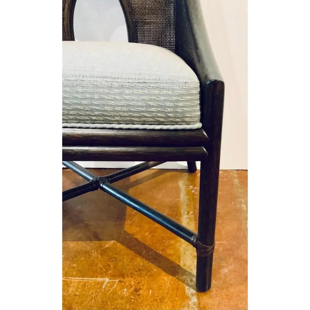 Wood Barbara Barry for Baker / McGuire Organic Modern Dark Tobacco Canned Dining Chairs Set of Eight For Sale - Image 7 of 8