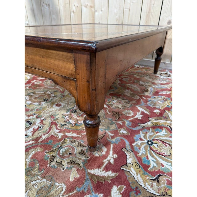 Wood Vintage French Coffee Table in Oak with Marble, 1980s For Sale - Image 7 of 8
