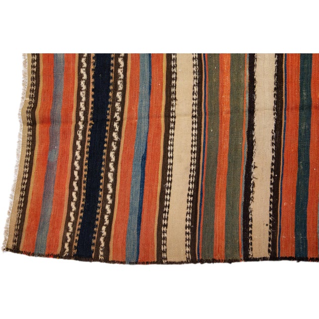 1960s Vintage Turkish Kilim Multicolor Handmade Stripes Wool Runner For Sale In New York - Image 6 of 8