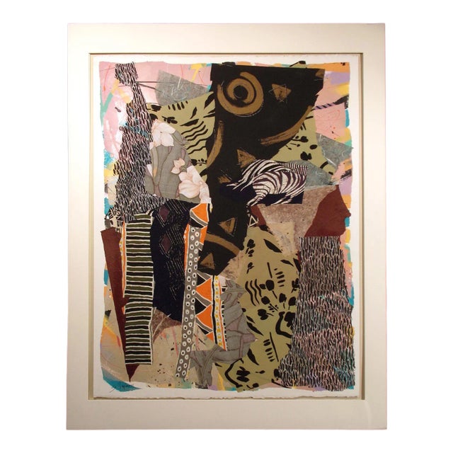 1987 "Assemblage '87 #8" Abstract Acrylic Collage Painting by Sally Anderson For Sale