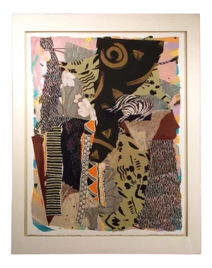 1987 "Assemblage '87 #8" Abstract Acrylic Collage Painting by Sally Anderson