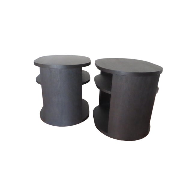 Restoration Hardware Pair of Oak Restoration Hardware Corta Open Side Tables For Sale - Image 4 of 8