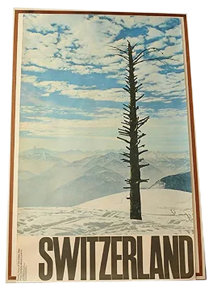 Swiss National Tourist Office Travel Advertising Lithograph by H Kasser from Buchdruckerei Winterthur AG, 1970s