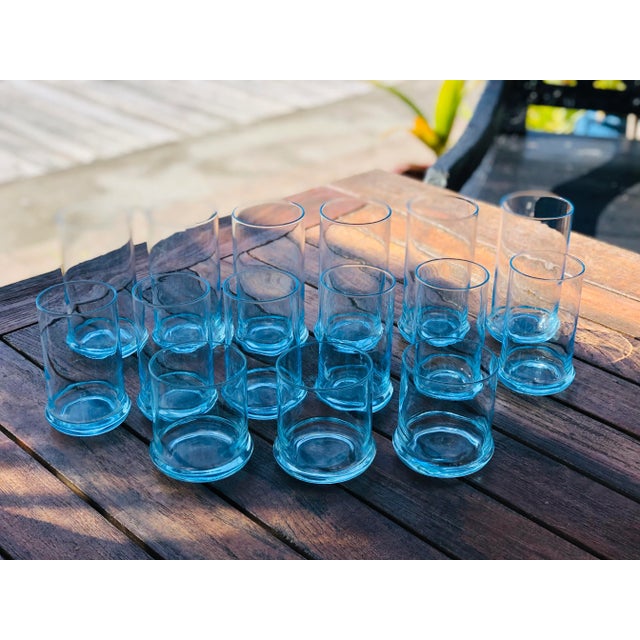 Hollywood Regency Blue Glasses Set- 15 Pieces For Sale - Image 12 of 12