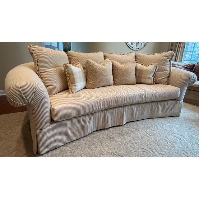 Transitional Century Furniture Custom Curved Sofa For Sale - Image 3 of 12
