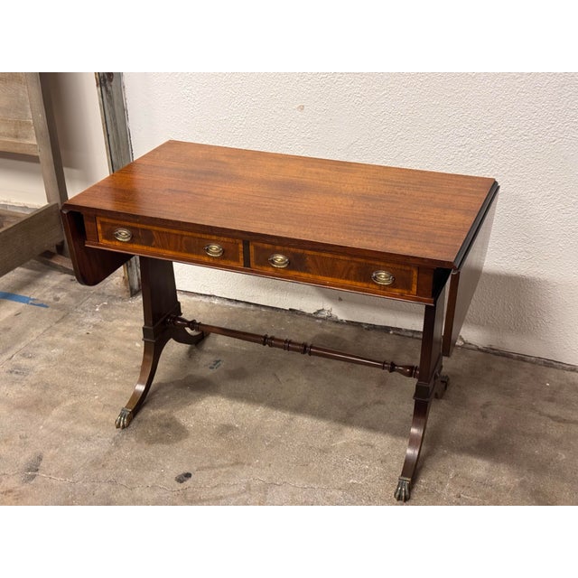 Mid 20th Century Regency Style Mahogany Drop-Leaf Desk, Vintage For Sale - Image 5 of 12