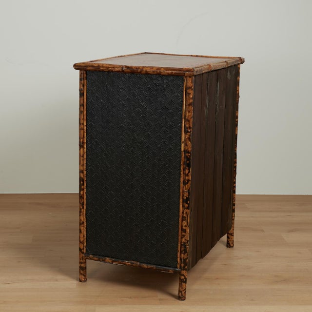 Antique English Bamboo Leather Top Faux Book Chest of Drawers For Sale - Image 14 of 18