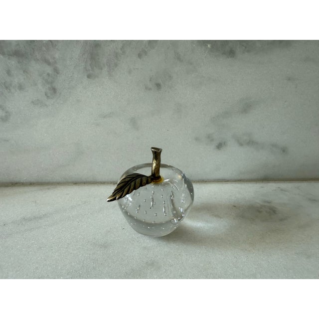 Mid-Century Modern Vintage Apple Shaped Blown Glass Paper Weight For Sale - Image 3 of 7