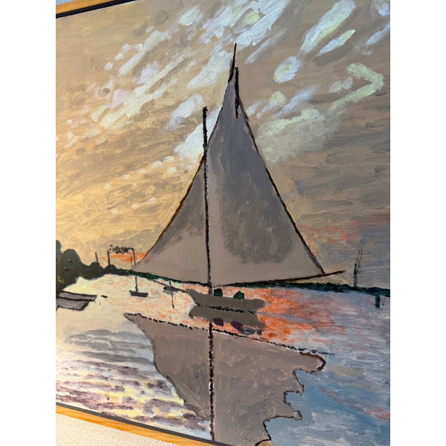 Nice small vintage original Painting on canvas. Original hand made maple strap frame. 24” x 19”