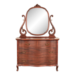 Early Widdicomb Antique Victorian Carved Mahogany Serpentine Front Dresser With Mirror, Circa 1890s