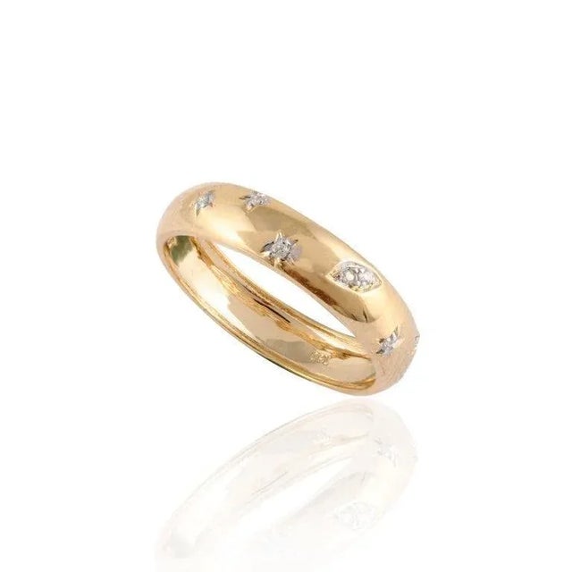 Not Yet Made - Made To Order Diamond Studded Celestial Ring in 18kt Solid Yellow Gold Ring Size 6 (All Sizes Available) For Sale - Image 5 of 13