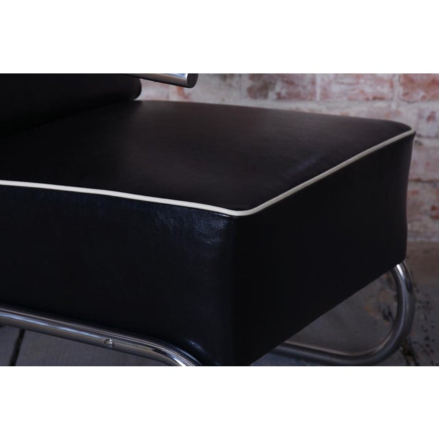 Black Bauhaus Armchair in Chrome attributed to W. Gispen for Mücke-Melder, Czech, 1930s For Sale - Image 8 of 13