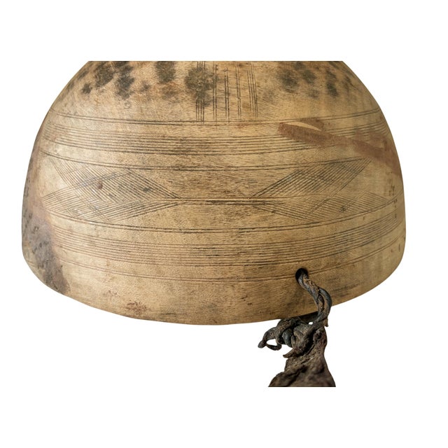 Vintage African Hausa Engraved Wooden Bowl From Niger 12" Diameter For Sale - Image 9 of 9