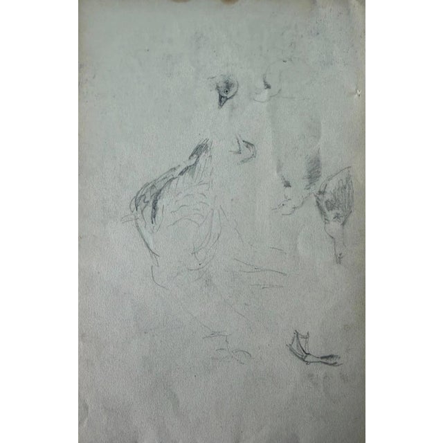 Modern Heinrich Pforr, Collection of 6 Drawings on 4 Sheets Woman Handicrafts, 1920s, Pencil For Sale - Image 3 of 12