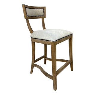 Carvell Bar Stool - White Cowhide / Oak Frame For Sale