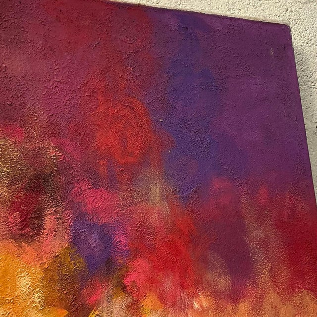 Wood Vintage Boho Original Abstract Oil Painting on Canvas For Sale - Image 7 of 10