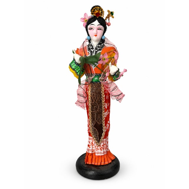 Vintage Chinese Costume Display Dolls, Pair, One Yu Chu Labeled For Sale In Las Vegas - Image 6 of 8