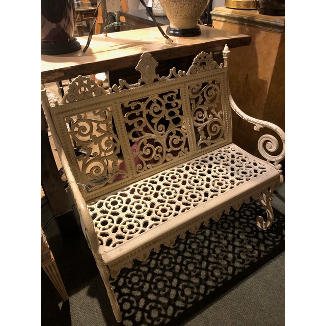 Antique White Victorian 19th Century Garden Bench by North American Iron Works For Sale - Image 8 of 10