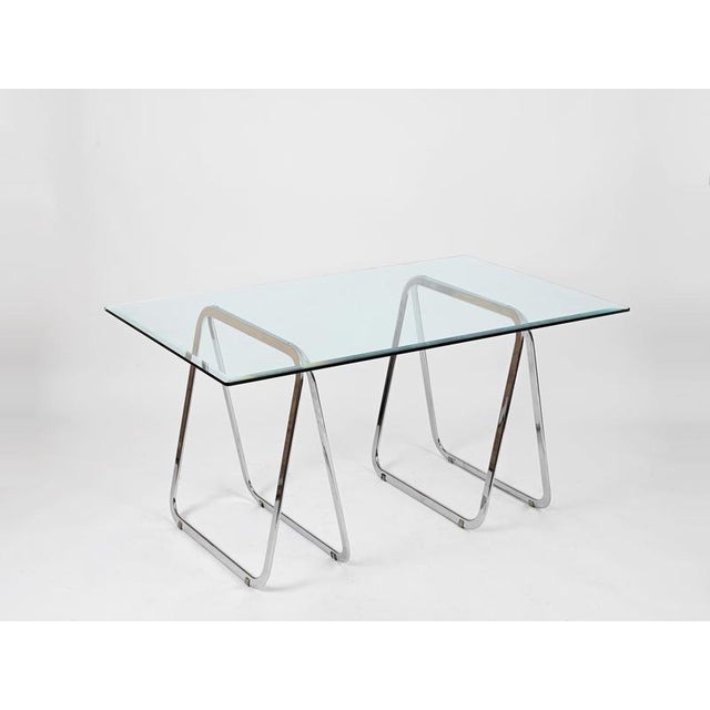Italian Tubular Chromed Steel Trestles, 1970s, Set of 2 For Sale - Image 3 of 18