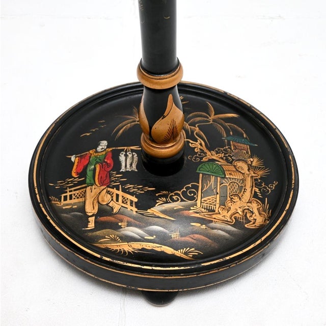 Wood Antique Lacquered Chinoiserie Floor Lamp, 1930 For Sale - Image 7 of 10
