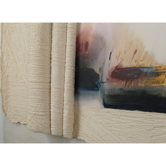 1990s Abstract Scroll, Large Scale Mixed Media Watercolor Assemblage W Handmade Paper by Madeline De Joly For Sale - Image 5 of 9