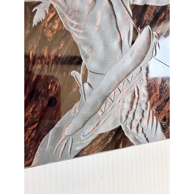 1973 René Skuta Mahogany Obsidian Lapidary Art Sculpture of Native American Archer For Sale - Image 11 of 13