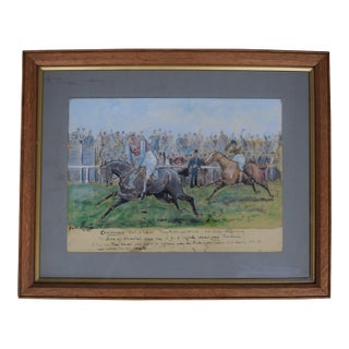 The Duke of Hamilton Winning a Pony Match at Cheltenham October 16th 1866 Watercolour by Finch Mason For Sale