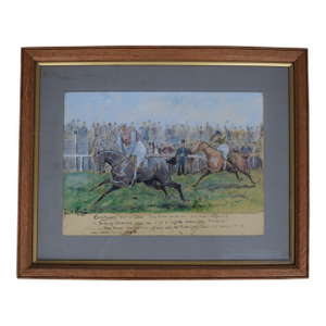 The Duke of Hamilton Winning a Pony Match at Cheltenham October 16th 1866 Watercolour by Finch Mason