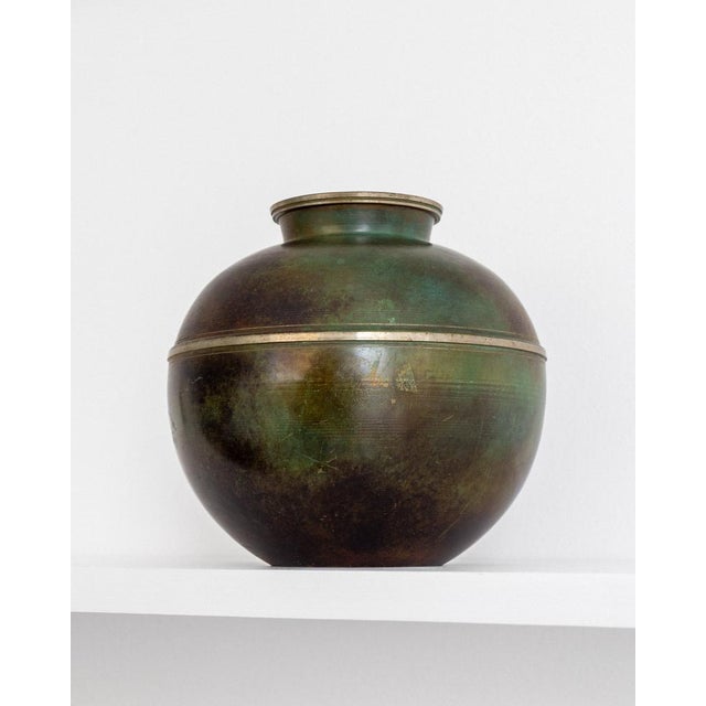1940s Scandinavian Modern Spherical Bronze and Brass Vase from GAB, Sweden, 1940s For Sale - Image 5 of 7
