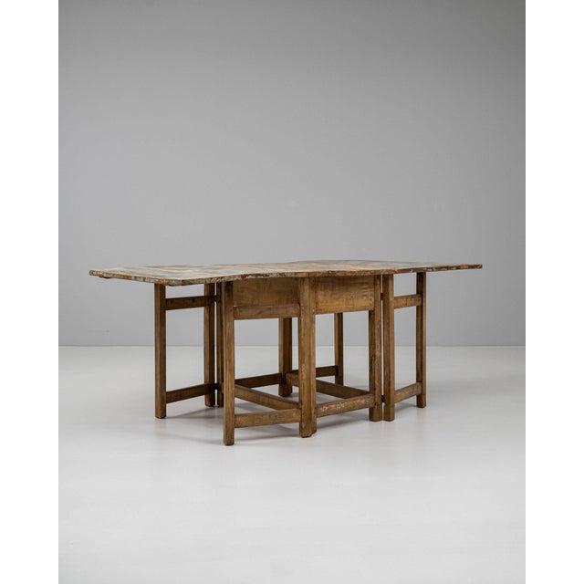 Wood 19th Century Sweden Traditional Antique White Wood Console Table For Sale - Image 7 of 11