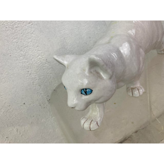 White Vintage Italian Terracotta Cat For Sale - Image 8 of 11