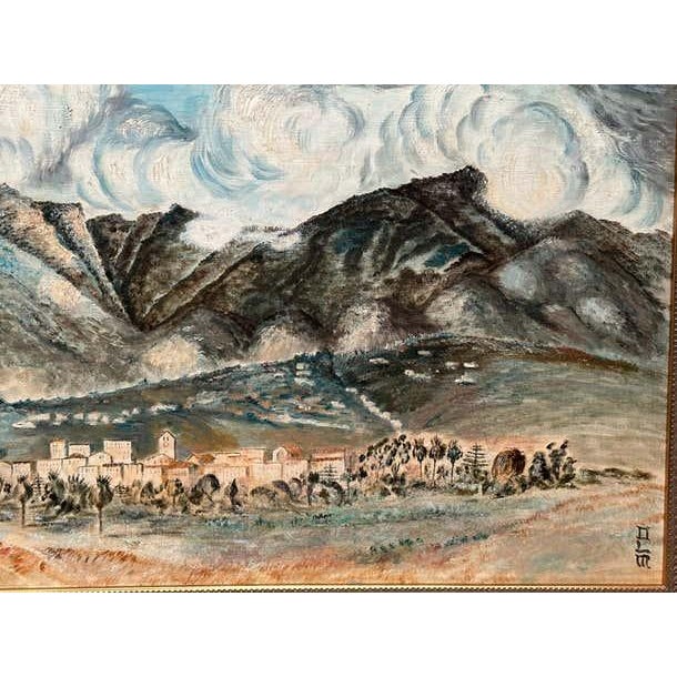Mid-Century Landscape of Mountains and Village For Sale - Image 4 of 8