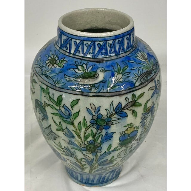 1900 - 1909 Large Antique Islamic Persian Qajar Glazed Ceramic Vase For Sale - Image 5 of 12