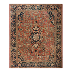 Great Red Rust Color With Medallion Floral Patters Desing Century Persian Sultanabad Rug