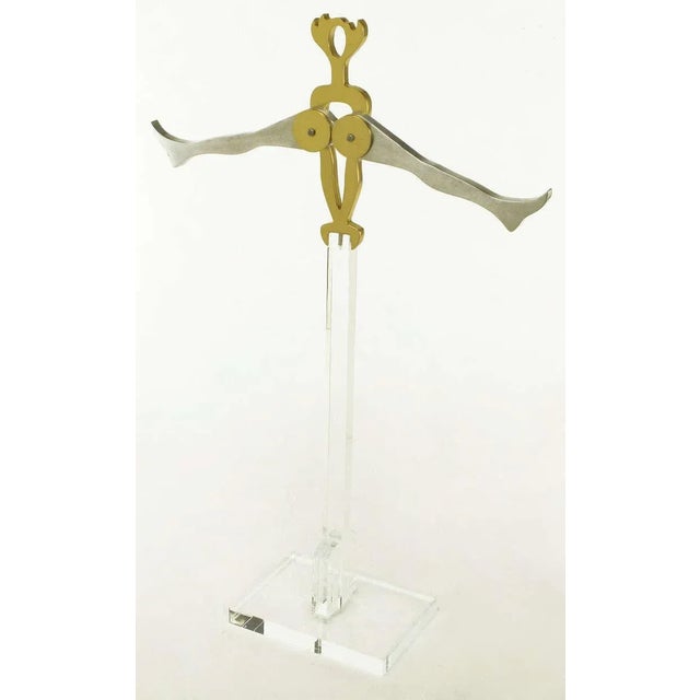 Contemporary Eichengreem & Gensburg Brass & Aluminum Gymnast Sculpture on Lucite Stand For Sale - Image 3 of 8