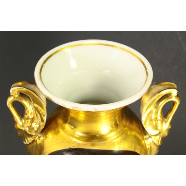 Early 19th C. Empire Old Paris Porcelain Fire Gilt & Painted Vases, a Pair For Sale - Image 9 of 18
