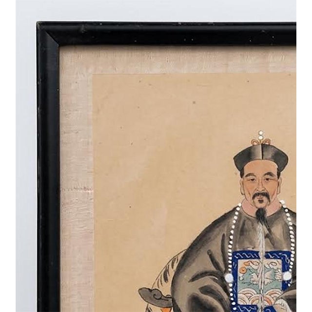 Textile Antique Chinese Qing Dynasty Ancestor Portraits – A Pair For Sale - Image 7 of 7