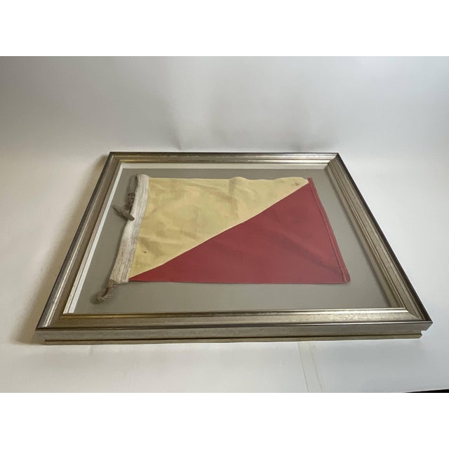 Vintage Nautical Signal Flag In Shadow Box Frame For Sale In Boston - Image 6 of 9