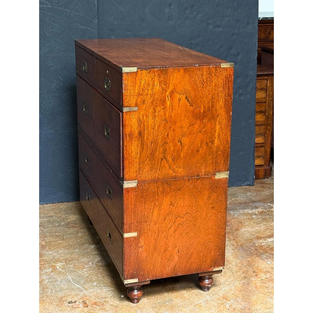British Military Officer's Campaign Chest or Dresser of Brass-Bound Teak For Sale - Image 12 of 14