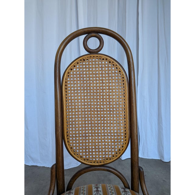 1970s Vintage Bentwood Chair in Fabric and Cane Backrest, Yugoslavia, 1970s For Sale - Image 5 of 18